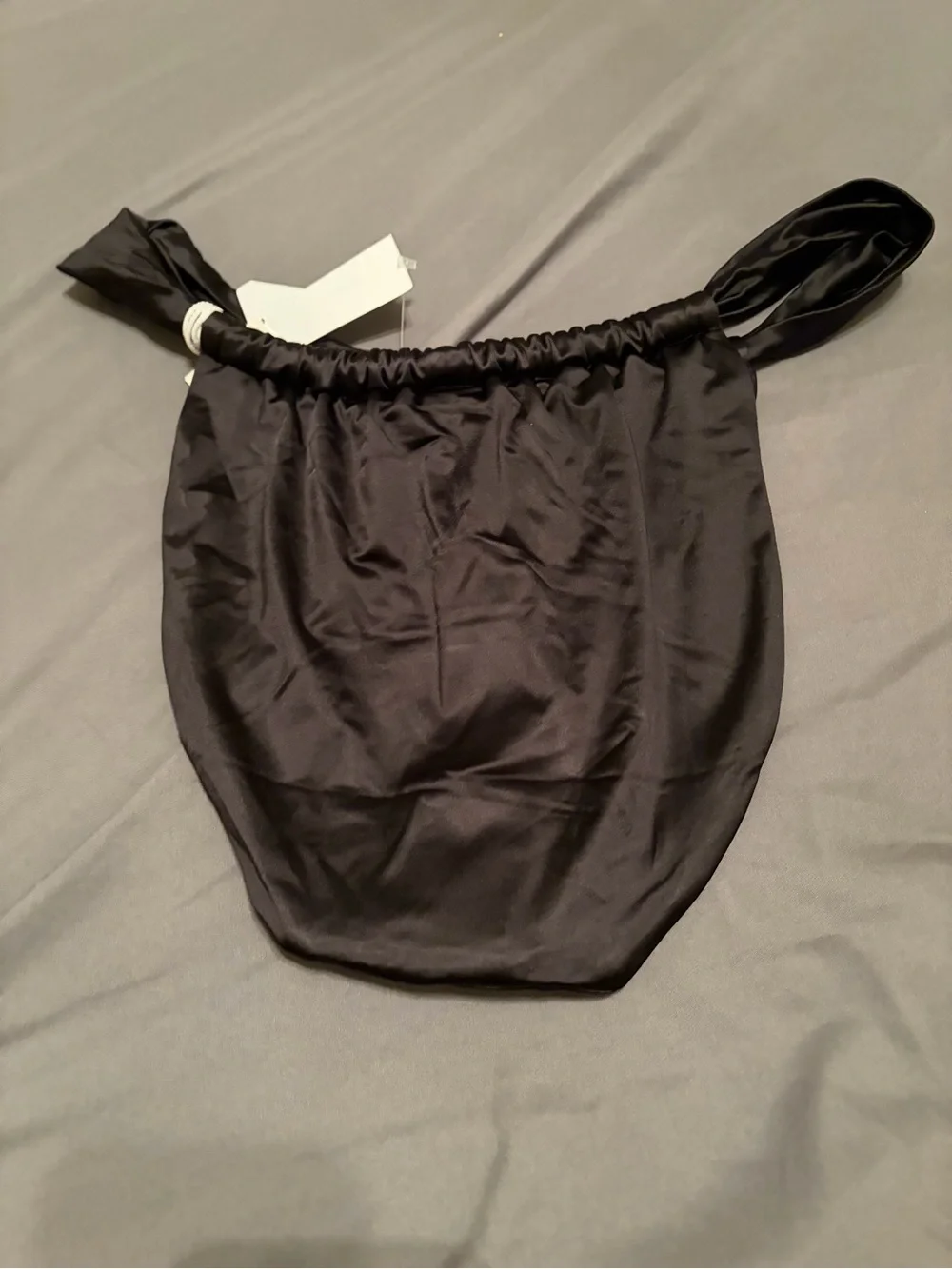 Good American Black Satin High-Cut Bikini Brief